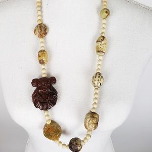 Stone carved buddha necklac